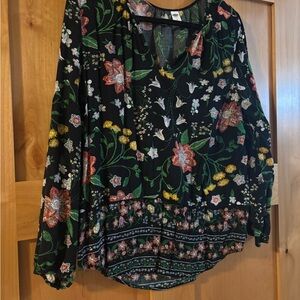 Old Navy Black Floral Blouse
